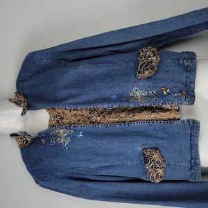 Nancy Bolen Denim Jacket with Sleeveless Top pair Size M & 10